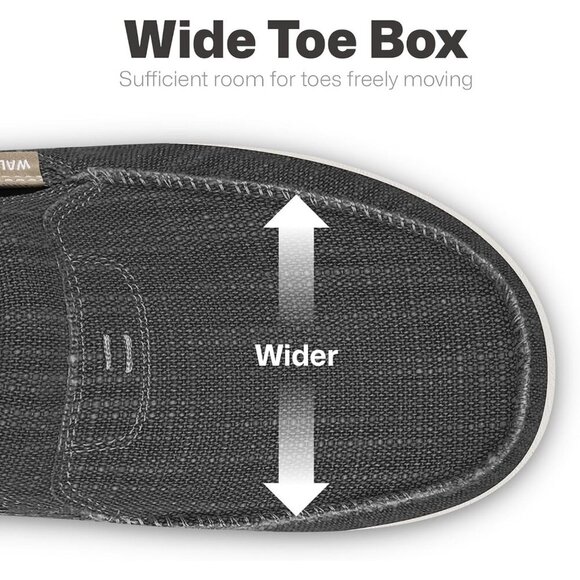 〽️Men\'s Black Slip On Canvas Loafers Arch Support Orthopedic Walking Shoes main image 5
